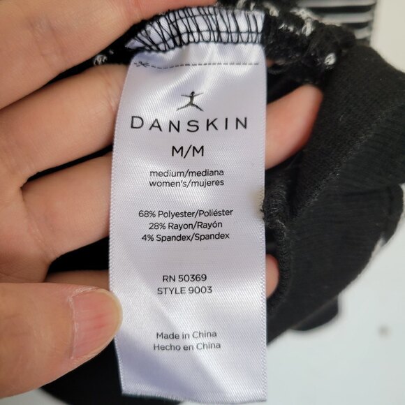 Danskin Crisscross Hem Striped Tunic Pullover Sweater Top Black White Sz Medium - Picture 11 of 13